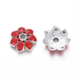 Enamel Flower Bead Caps Antique Bronze Spacer for DIY Jewelry Making