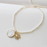 2PCS 15mm Shell Round Pendant Necklace Handmade Accessories