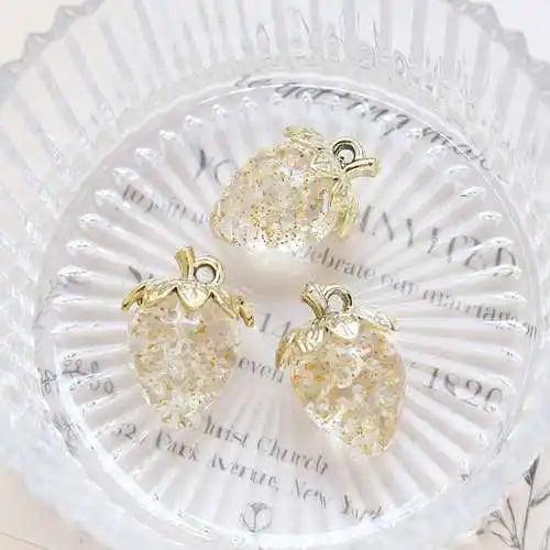5 Acrylic Strawberry Pendants DIY Jewelry Making