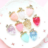 5 Acrylic Strawberry Pendants DIY Jewelry Making