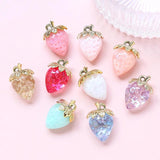5 Acrylic Strawberry Pendants DIY Jewelry Making