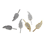 6x13mm Copper Plated Micro Inlaid Zircon Wing Pearl Pin DIY Accessories
