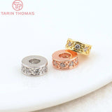 10PCS 7x3MM Hole 3MM Round Spacer Beads Brass Zircon High Jewelry Findings