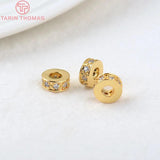 10PCS 7x3MM Hole 3MM Round Spacer Beads Brass Zircon High Jewelry Findings