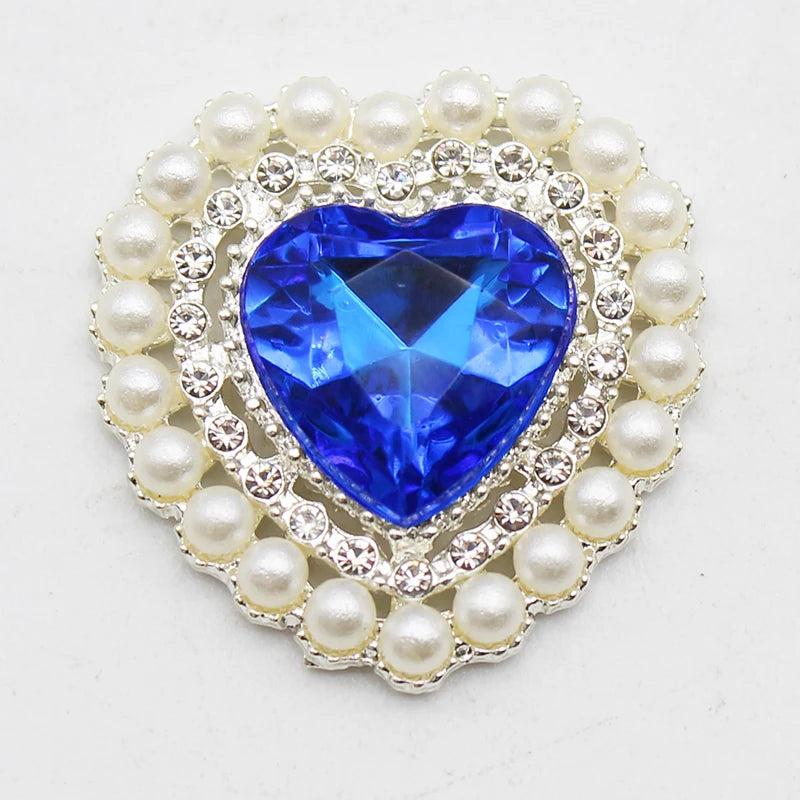 10pcs Silver Heart-shaped Alloy Rhinestone Decoration DIY Bag Shoes Clothing