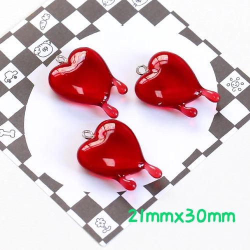 Girly Melted Heart Resin Drop Glue Pendant Necklace DIY Beading Material