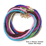 3 Pcs/lot 6mm Gold 3 Shares Silk Cord Necklaces