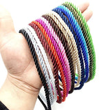 3 Pcs/lot 6mm Gold 3 Shares Silk Cord Necklaces