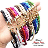 3 Pcs/lot 6mm Gold 3 Shares Silk Cord Necklaces
