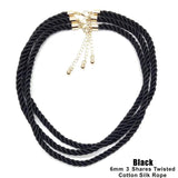 3 Pcs/lot 6mm Gold 3 Shares Silk Cord Necklaces