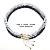 3 Pcs/lot 6mm Gold 3 Shares Silk Cord Necklaces