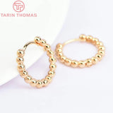 6PCS 19.5x18MM 24k Brass Round Ball Earrings Hoop