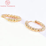6PCS 19.5x18MM 24k Brass Round Ball Earrings Hoop