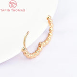 6PCS 19.5x18MM 24k Brass Round Ball Earrings Hoop