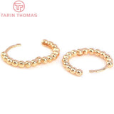 6PCS 19.5x18MM 24k Brass Round Ball Earrings Hoop