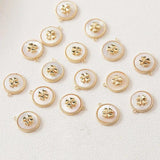 2PCS 14k Plated Round Shell Necklace Pendant Clover DIY Hand Bracelet Accessorie