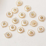 2PCS 14k Plated Round Shell Necklace Pendant Clover DIY Hand Bracelet Accessorie