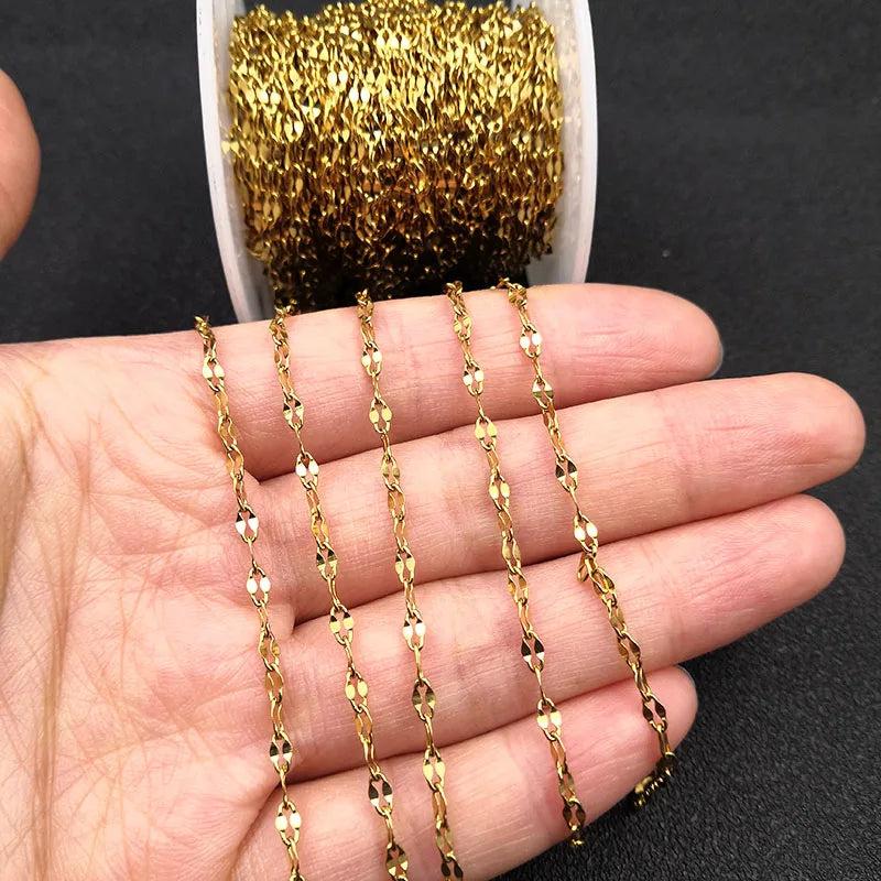 5M Stainless Steel Lip Chain for DIY Necklaces Bracelet Making