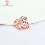 4PCS 16x17MM 24K Brass Zircon Heart Charms Pendants DIY Jewelry Making