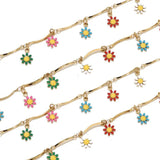 Stainless Steel Daisy Flower Charm Anklet Chain Water Resistant