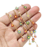 Stainless Steel Daisy Flower Charm Anklet Chain Water Resistant