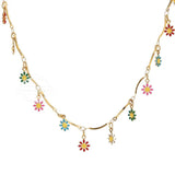 Stainless Steel Daisy Flower Charm Anklet Chain Water Resistant