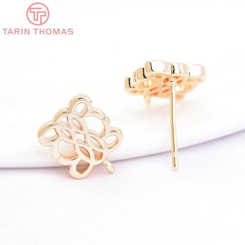 6PCS 9MM 24K Brass Square Stud Earrings - DIY Jewelry Findings