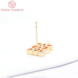 6PCS 9MM 24K Brass Square Stud Earrings - DIY Jewelry Findings