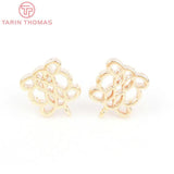 6PCS 9MM 24K Brass Square Stud Earrings - DIY Jewelry Findings