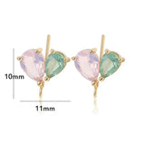 4PCS 14K Plated Brass Zircon Butterfly Stud Earrings Hooks Jewelry Making