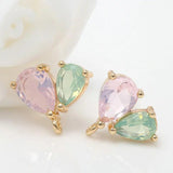 4PCS 14K Plated Brass Zircon Butterfly Stud Earrings Hooks Jewelry Making
