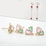 4PCS 14K Plated Brass Zircon Butterfly Stud Earrings Hooks Jewelry Making