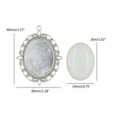 10 Set Alloy Pendant Trays Oval Bezel Trays with Glass Cabochons