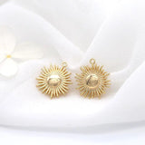 6PCS 15mm 12mm 14K Sun Round Charm Pendants DIY Jewelry Findings