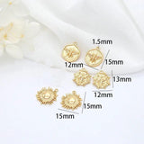 6PCS 15mm 12mm 14K Sun Round Charm Pendants DIY Jewelry Findings