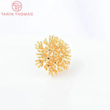 6PCS 18x16MM 24K Plated Brass Dandelion Stud Earrings