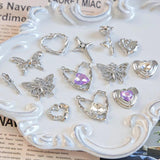 Chinese Style Sweet Wind Y2k Silver Love Butterfly Rose Necklace Pendant