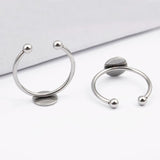 5Pcs Stainless Steel Adjustable Ring Base Blanks 8mm Circle Pad Bezels