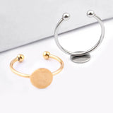 5Pcs Stainless Steel Adjustable Ring Base Blanks 8mm Circle Pad Bezels