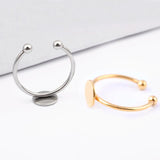 5Pcs Stainless Steel Adjustable Ring Base Blanks 8mm Circle Pad Bezels