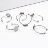 5Pcs Stainless Steel Adjustable Ring Base Blanks 8mm Circle Pad Bezels