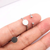 5Pcs Stainless Steel Adjustable Ring Base Blanks 8mm Circle Pad Bezels
