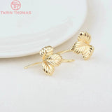 6PCS 19.4x27MM 24K Brass Leaf Leaves Earring Hooks
