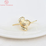 6PCS 19.4x27MM 24K Brass Leaf Leaves Earring Hooks