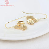 6PCS 19.4x27MM 24K Brass Leaf Leaves Earring Hooks