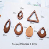 Natural Wood Geometric Texture Brown Drop Circular Triangle Earrings Pendants
