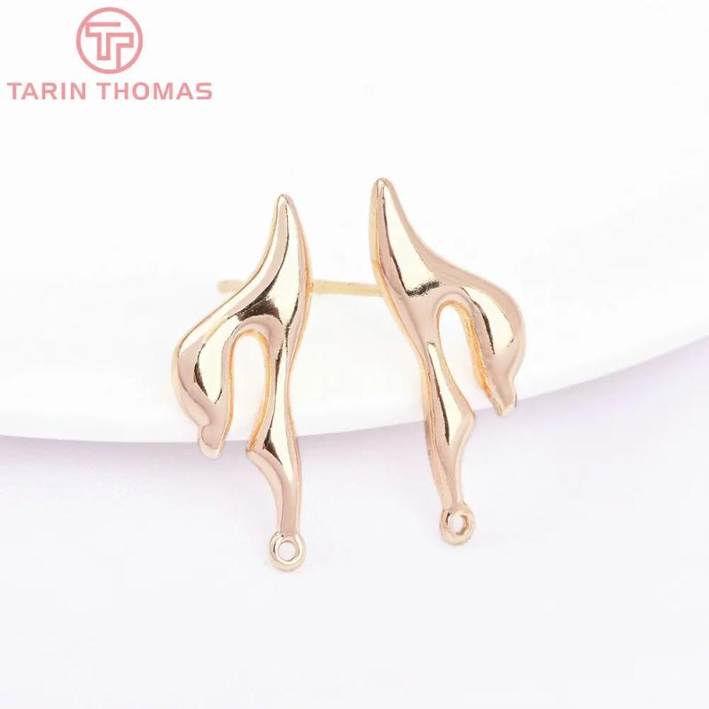 6PCS 8.5x23MM 24K Brass Stud Earrings Clip High DIY Jewelry Findings