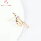 6PCS 8.5x23MM 24K Brass Stud Earrings Clip High DIY Jewelry Findings