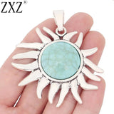 2pcs Large Stone SunFlower Charms Pendants for Necklace Jewelry Making Findings