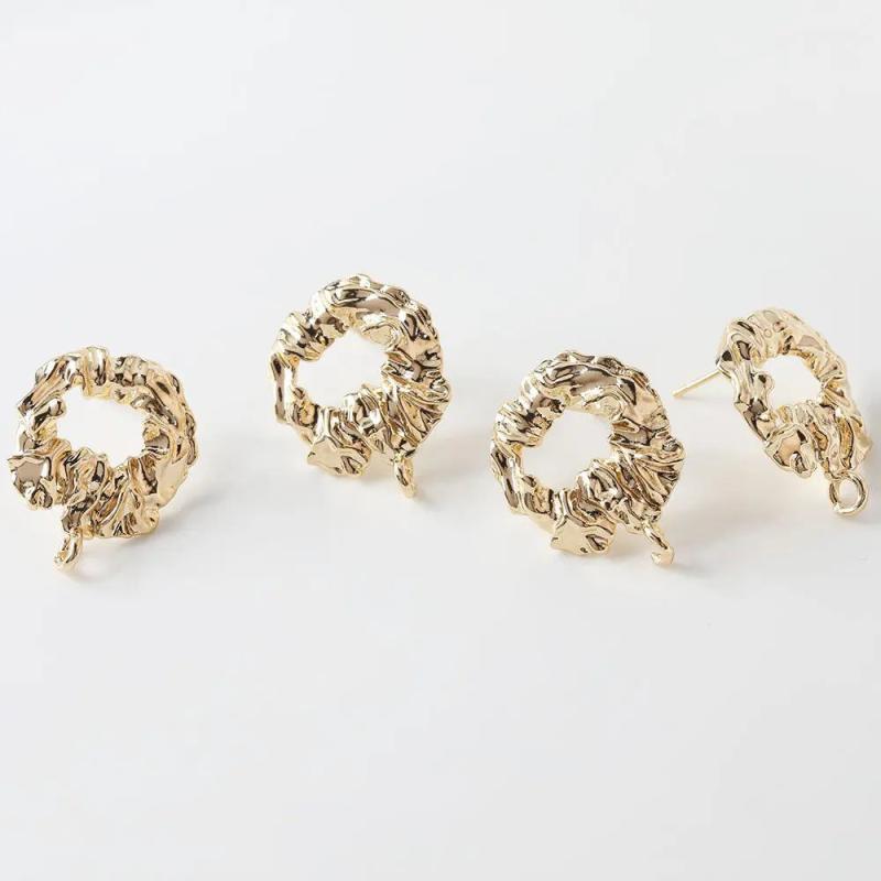 4PCS 20mm 14k Plated Irregular Pendant Studs Earrings Charms DIY Jewelry Making